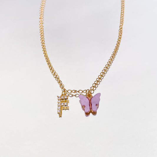 Custom butterfly initial necklace